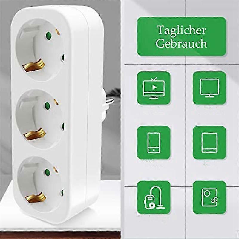 Multi Socket Without Cable, 250V/16A Socket Adapter, EU Plug,2 Pack