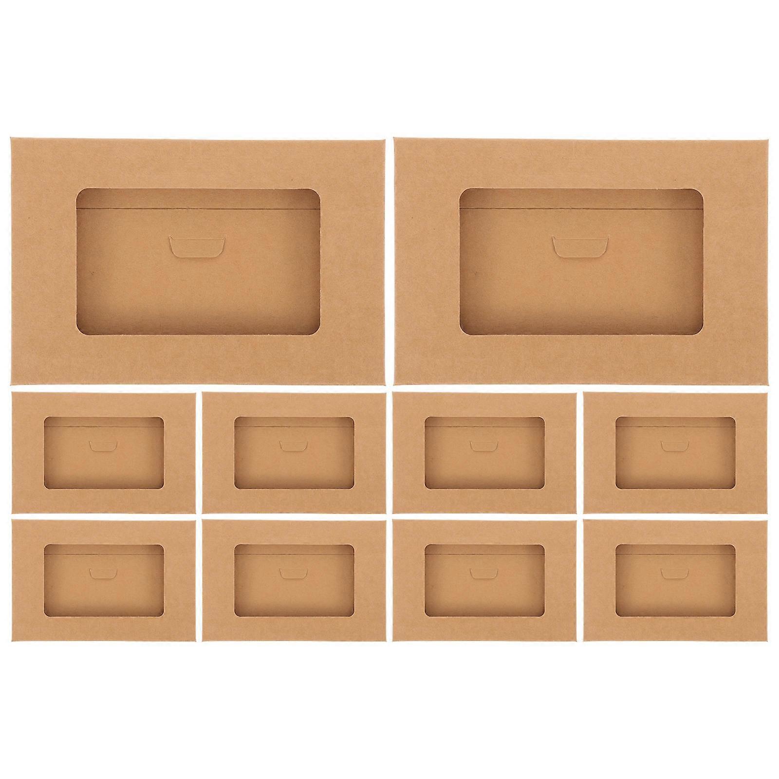 50 pcs  Envelop Storage Boxes Kraft Paper Postcard Boxes Open Window Postcard Boxes