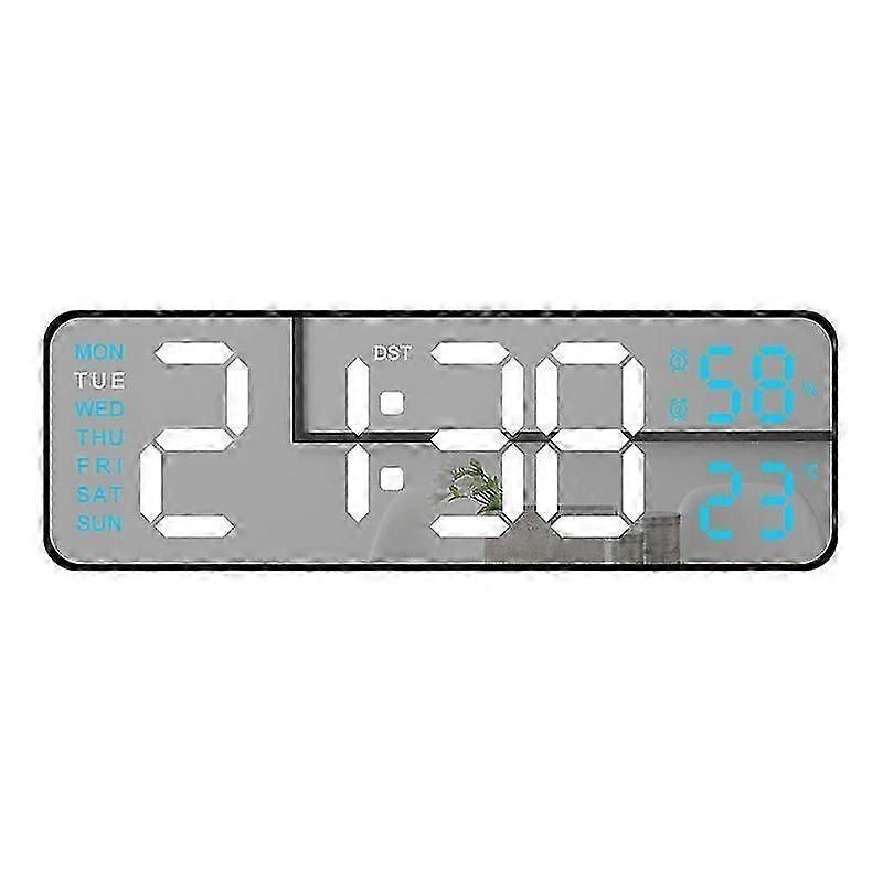 Multi-Function LED Digital Clock, Modern Large Display Alarm mirrors Clock, Wall Mount or Tabletop,l