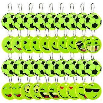 40Pcs Reflective Keychain Set  Visibility Safety Pendant for Backpack Walking Cycling 2 Patterns