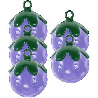 5Pcs Strawberry Bells for Dog Collar Pet Charms Copper Purple Pendant Accessories