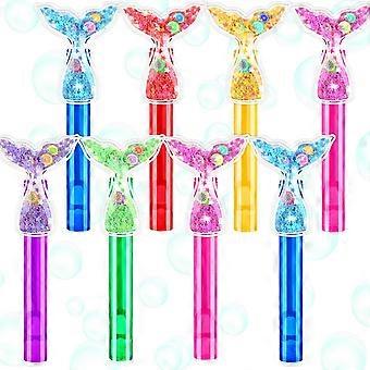 Glitter Mermaid Tail Bubble Wands, 24 Pcs, 6 Colors, Mermaid Party Favors for Kids, Goodie Bag Fillers, Classroom Prizes