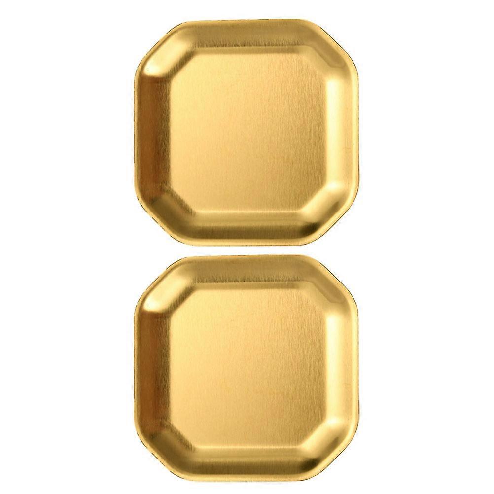 Assiettes octogonales en acier inoxydable de style coréen pour servir des amuse-gueules (lot de 2), couleur dorée