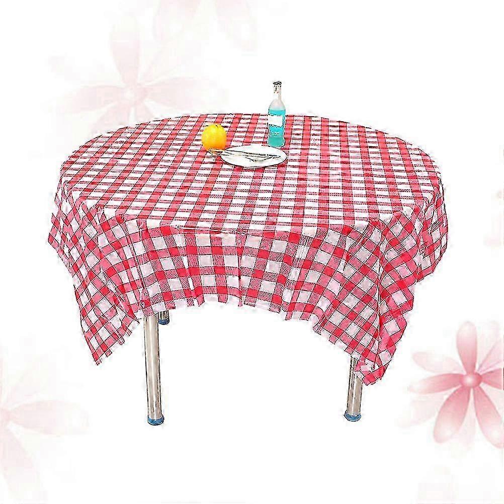 Washable Red Checkered Tablecloth 170cm
