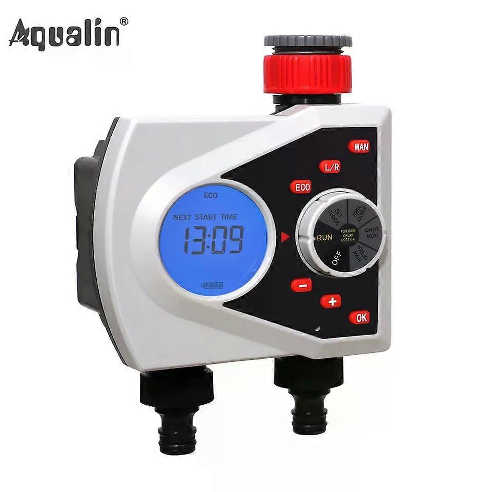 Two Outlets Garden Automatic Watering Timer Digital Electronic Solenoid Valve Sprinkler Timer Irrigation Controller System#21076