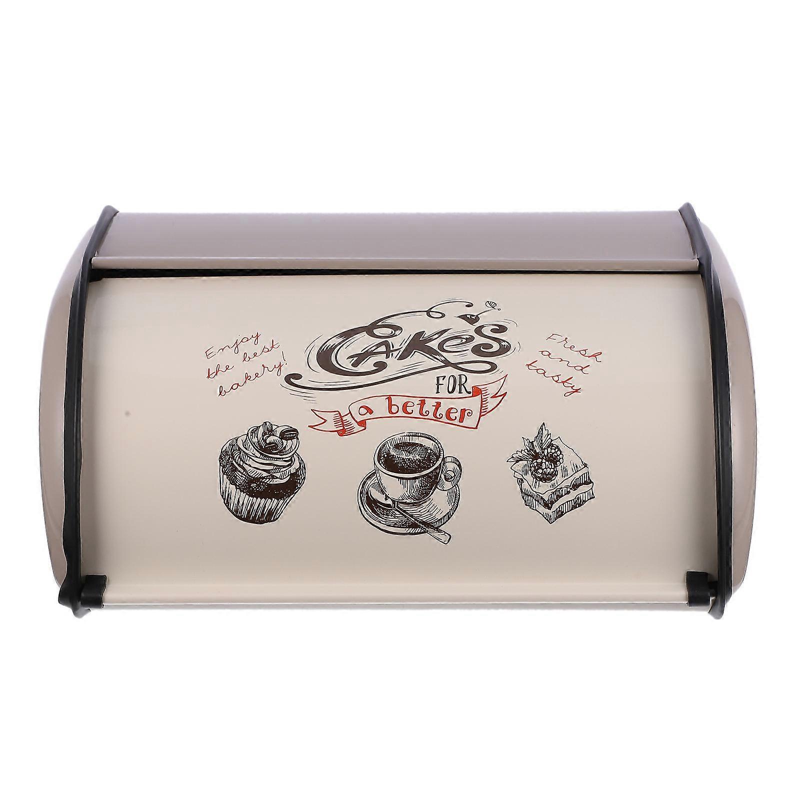 Practical Bread Storage Box Iron Material for Bread Storage Grey