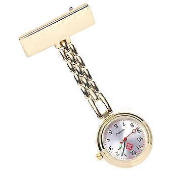 Moda Safety Pin Enfermeira Relógio de Bolso Liga de Zinco Luminosa Enfermeira Relógio Médico Pendurado Relógio (Ouro Rosa)