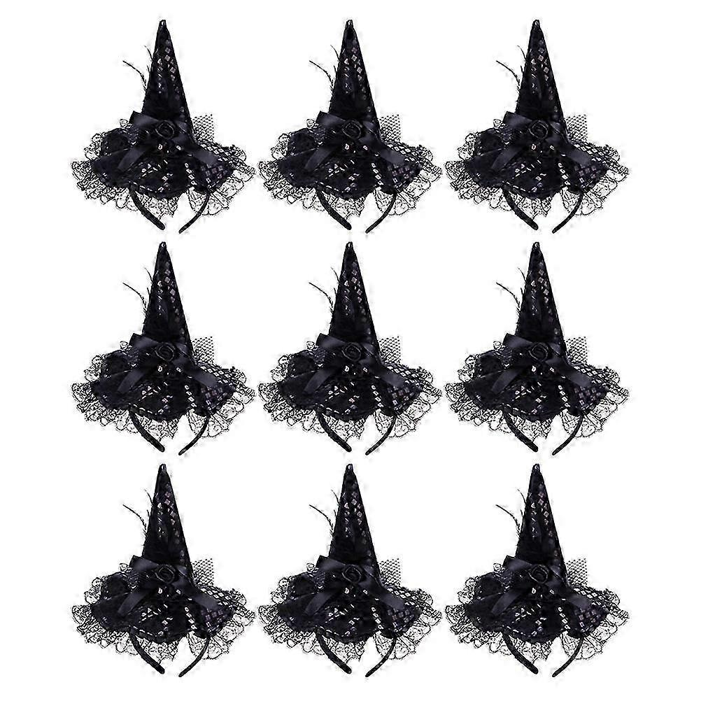 Halloween Witch Headbands 9Pcs Witch Hat Type for Decoration