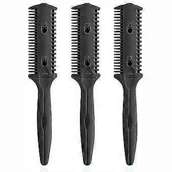 Set of 3 Blade Combs Adjustable Tooth Spacing DIY Hair Cutting Black