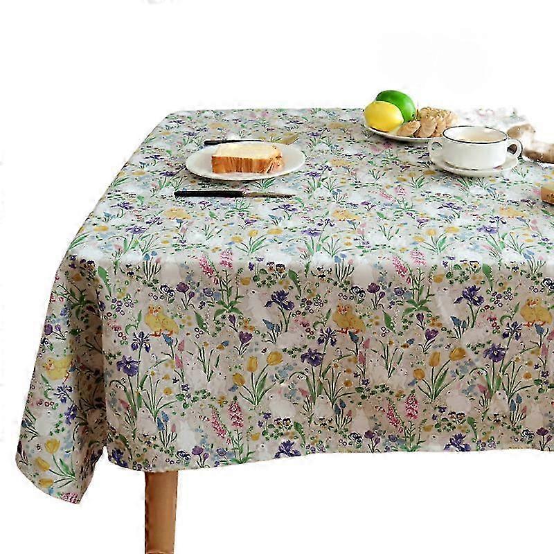 Πασχαλινό τραπεζομάντιλο 140x180cm με σχέδιο κουνελιού και λουλουδιού για εσωτερική/εξωτερική χρήση