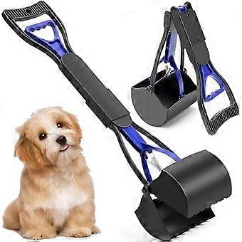 XFLYP Dog Pooper Scooper 45cm Foldable Long Handle Pet Waste Picker for Grass Gravel Dog Cat Blue hyk