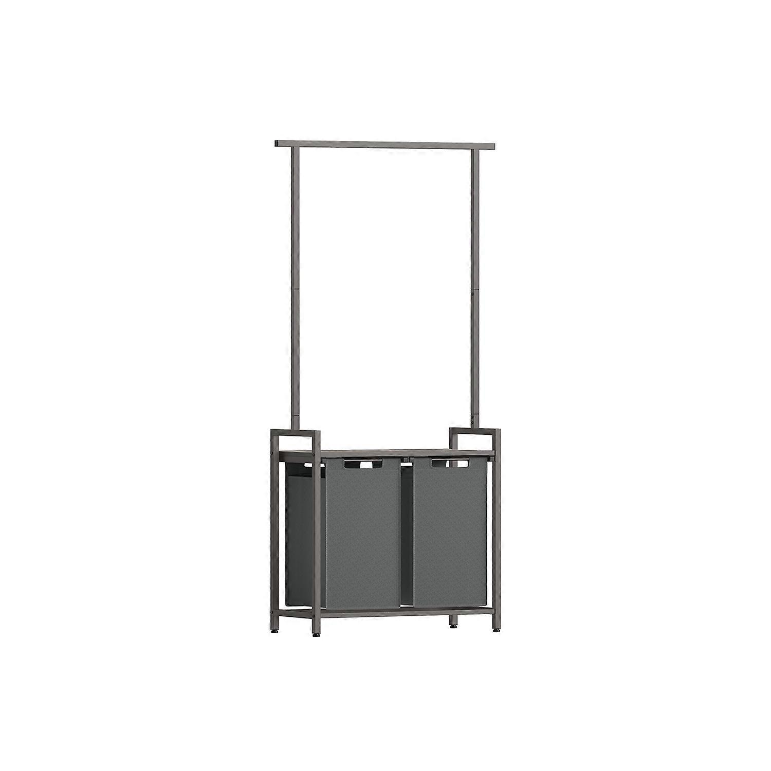 Laundry Hamper 2 Section with Clothes Rack 28.7"D x 13"W