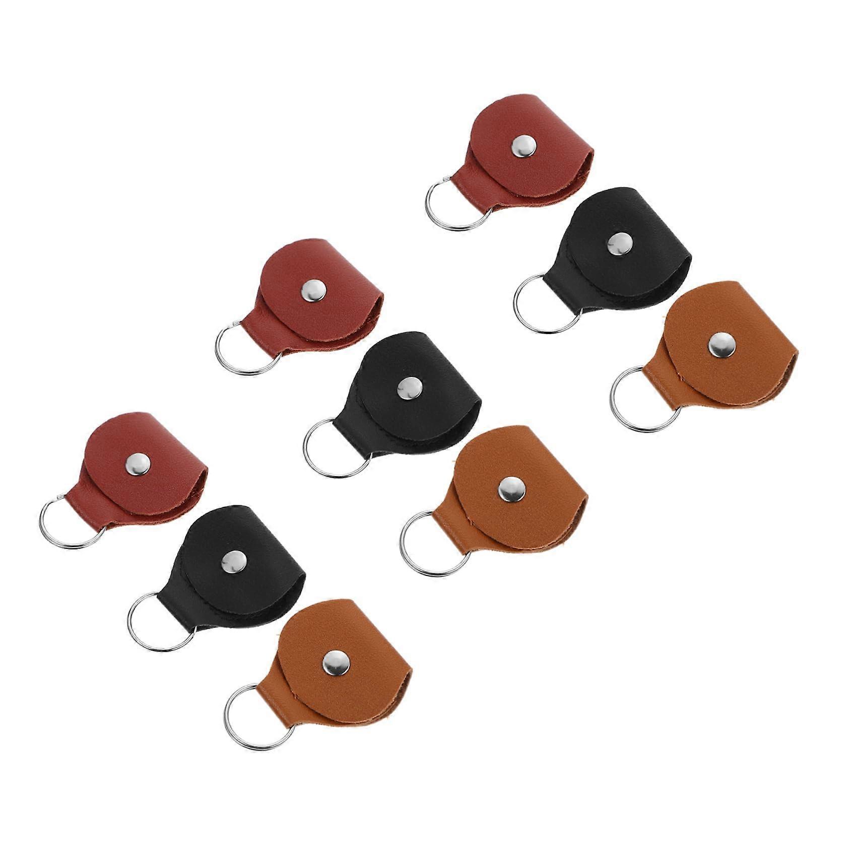 Compact 9-Pick PU Holder Keychain Ready