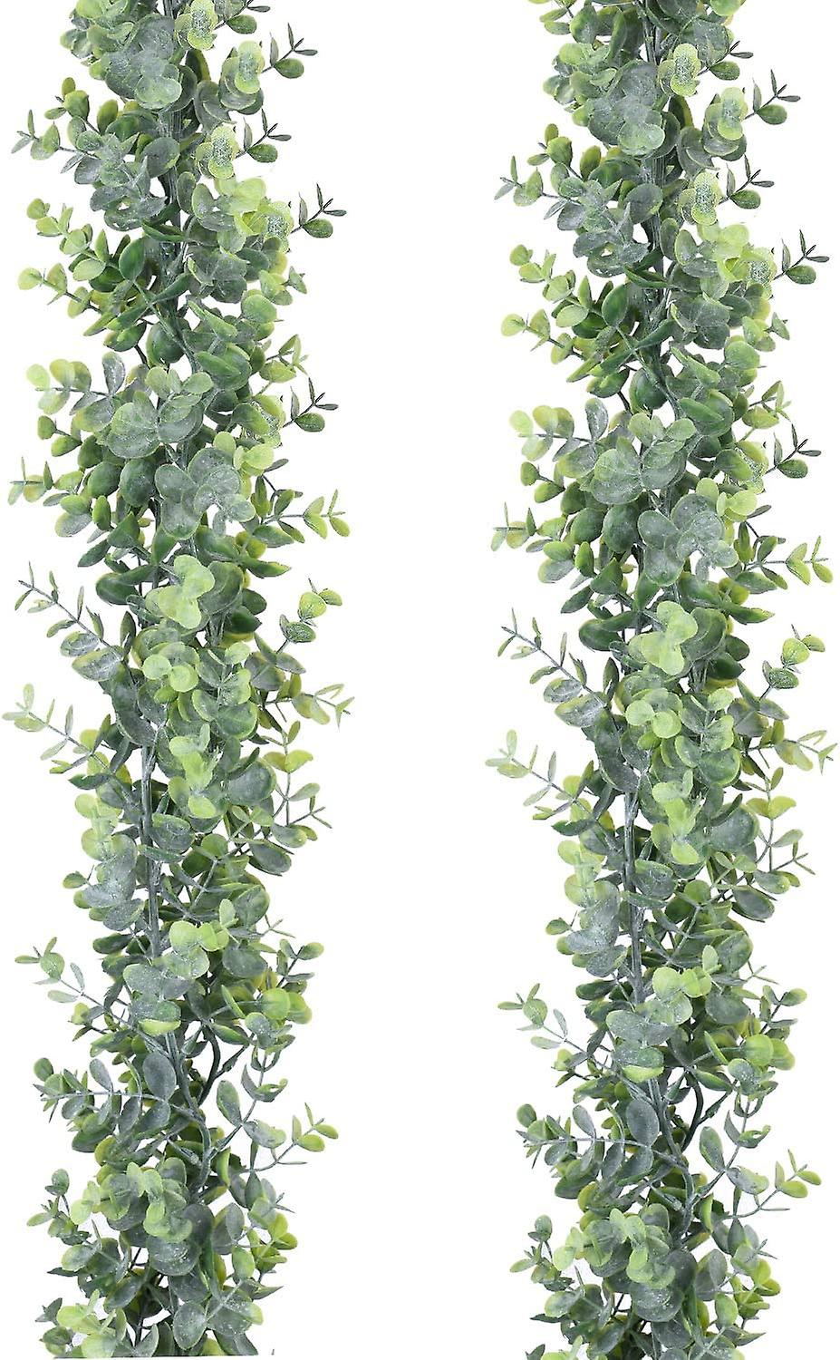 Faux Eucalyptus Garland Plant, 2 πακέτα τεχνητά αμπέλια κρέμονται Ευκάλυπτος αφήνει πράσινο Garland για το σκηνικό του γάμου 6 πόδια / pcs
