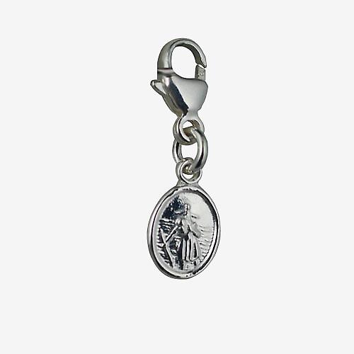 Silver 8x6mm oval St Christopher Charm on a lobster trigger