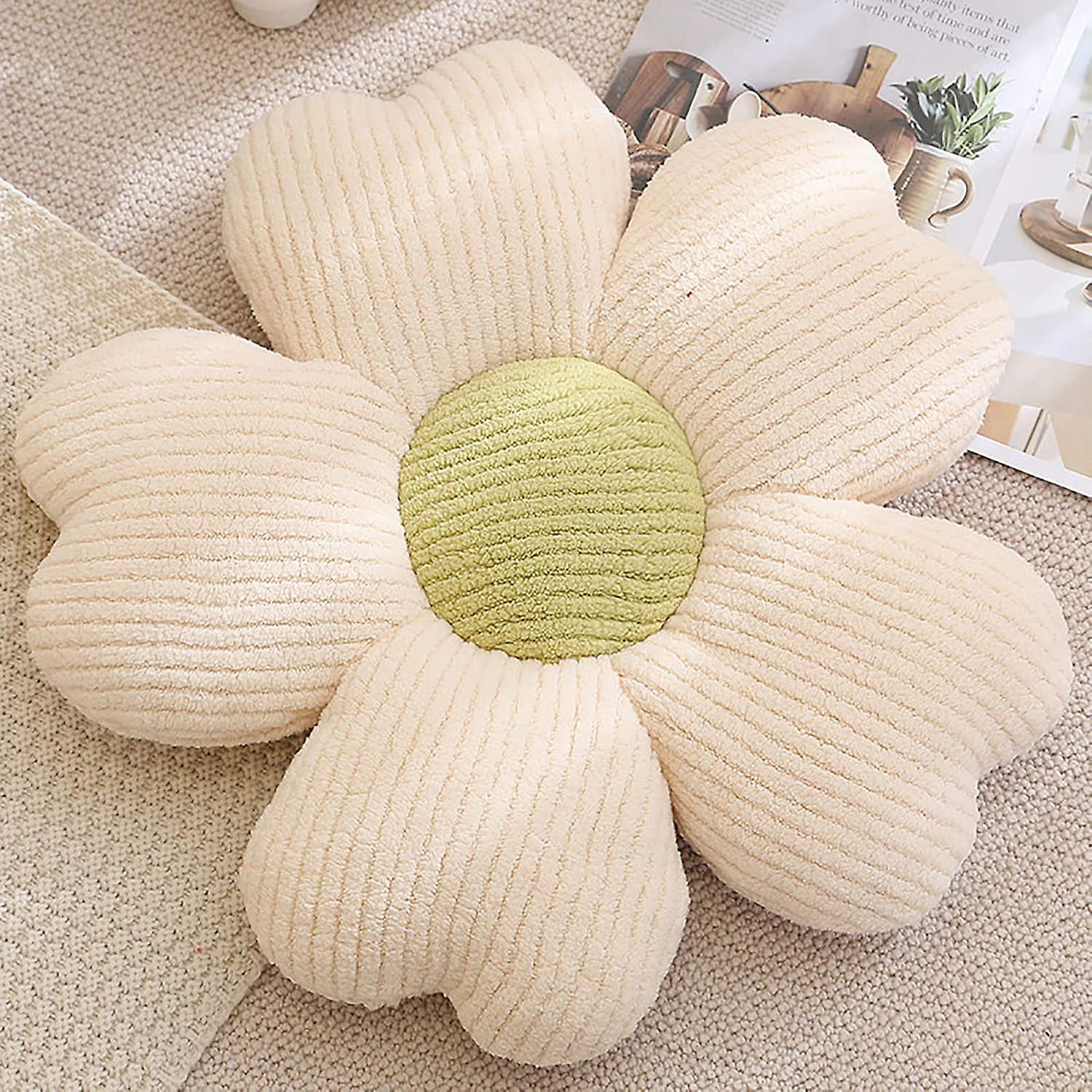 Skin-friendly Plush Petal Throw Pillow. Soft And Comfortable, Fluffy And Full, Meticulous Workmanship. (19inch, White 1)