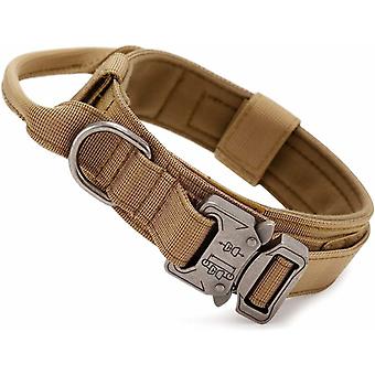 Tactical Dog Collar with Control Handle Nylon Military Adjustable Collar, Metal Buckle, Padded for Medium Dogs（L）