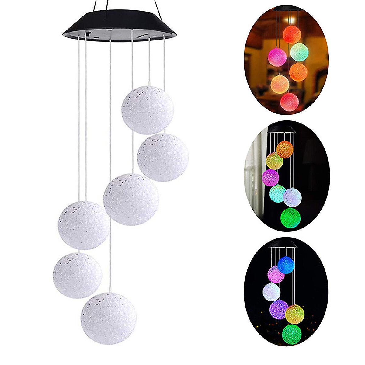Solar Powered Led Wind Chime Light - Garden Hanging Spinner Lamp String Lights