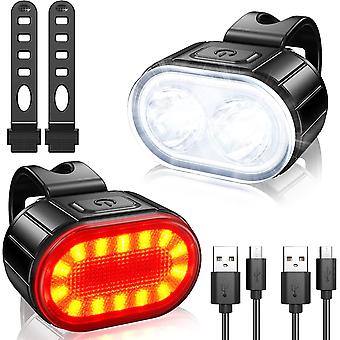 Bike Lights Set Ultra Bright LED Cycle Light Front and Back Rear Light USB Rechargeable Bicycle Lights IPX5 Waterproof