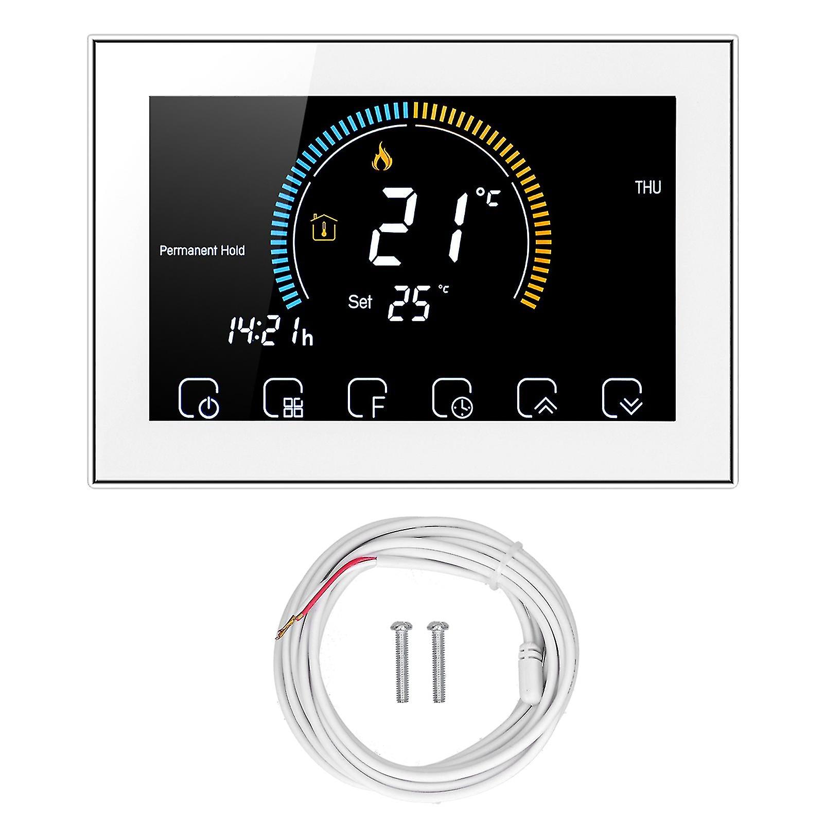 Intelligent Thermostat Switch Lcd Touch Screen Temperature Controller For Home Electric Heating Ac95240v(bht8000gbwhite )