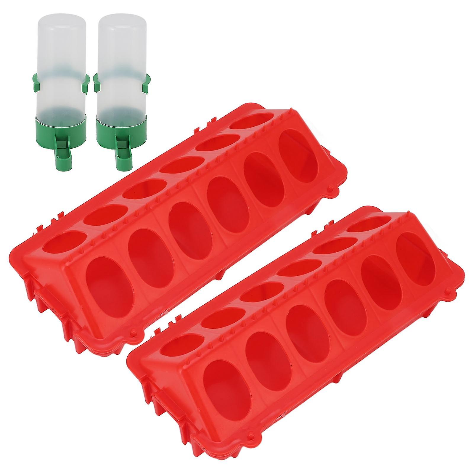 Lot de 2 mangeoires à eau automatiques pour poussins et oiseaux, avec couvercle rabattable et couvercle anti-éclaboussures, pour volaille, 140 ml