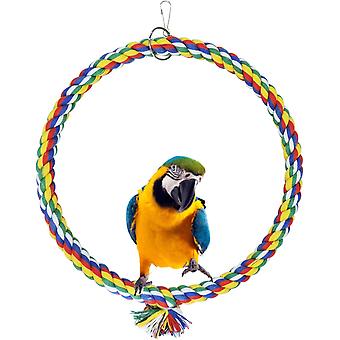 Bird Swing, Cage Hanging Toys Cotton Rope Swing Bite Resistance Perches Toy Parrot Toy Boredom Breaker For Budgie, Cockatiels, Conures, Finches, Small