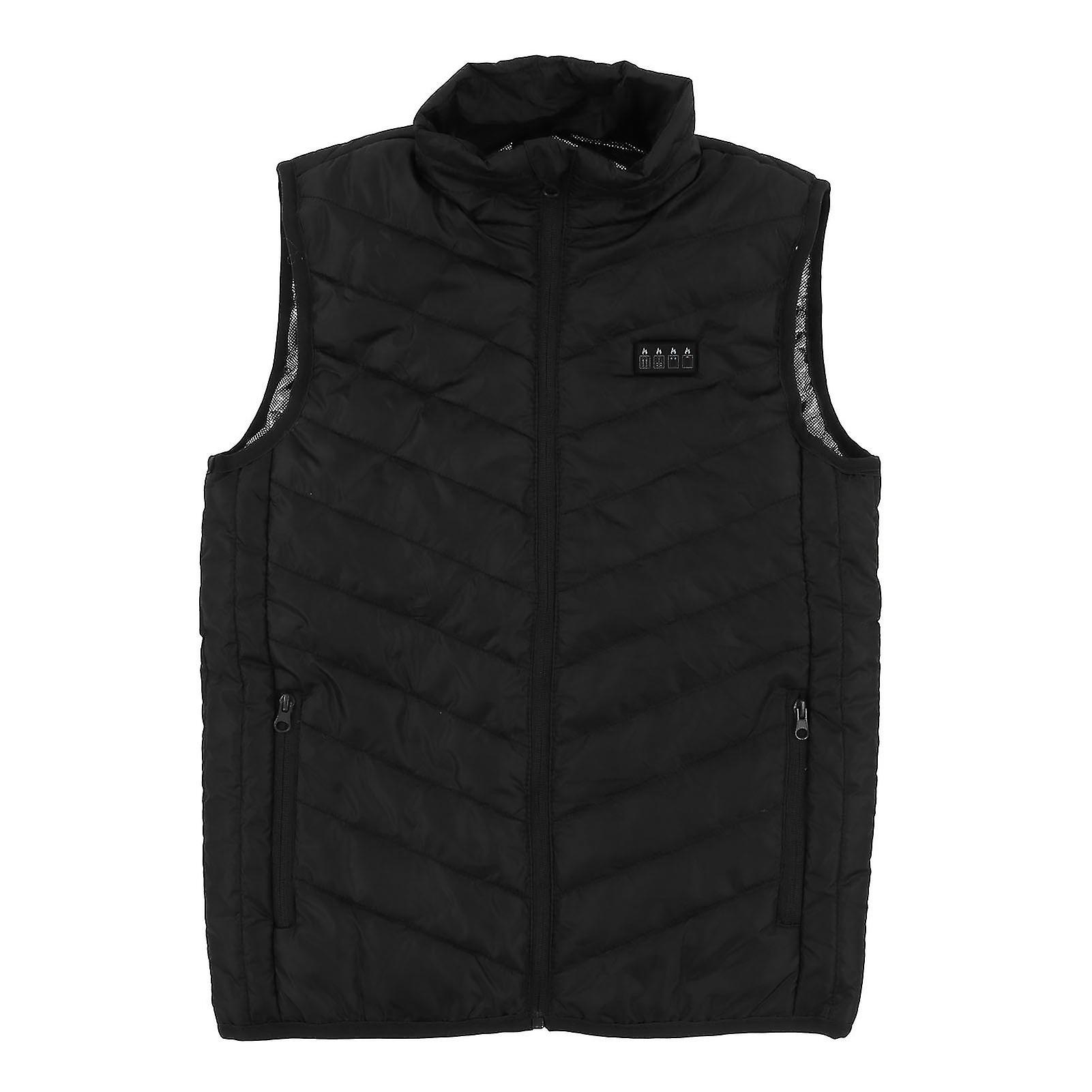 17 Area Electric Heating Vest Intelligent Constant Temperature 4 Switch 3 Gear Smart Heated Vest Black L
