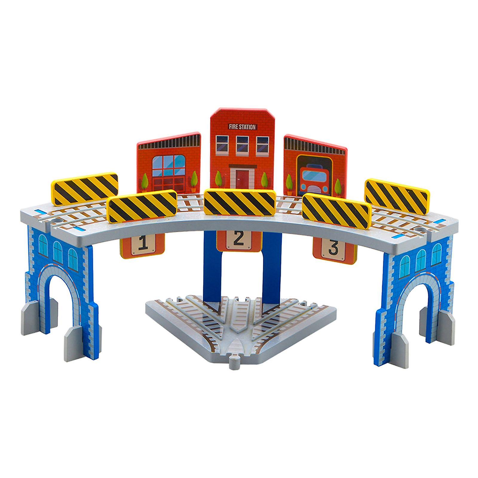 DIY Wooden Railway Station Model Toy Easily Assemble Multicolor Durable