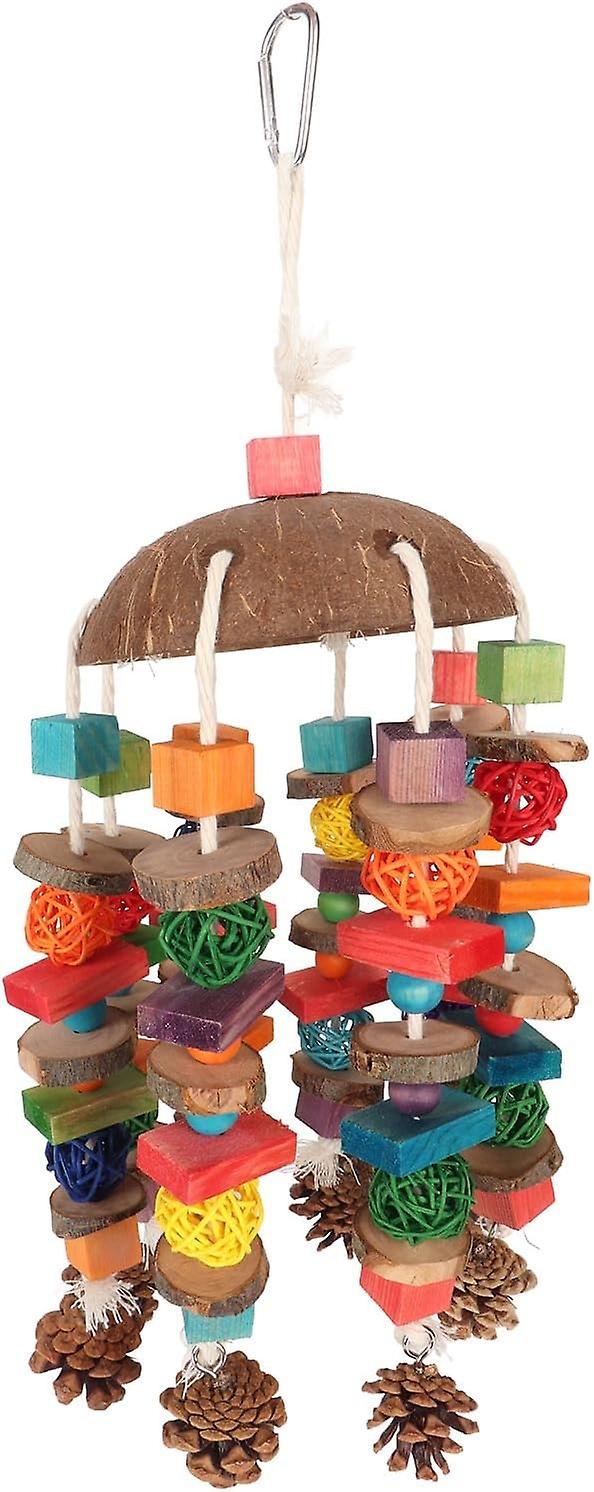 Extra Large BirdChewing Toy - Multicolored Wooden Blocks Bird Tearing Toy DurableBiting Toys for Mac