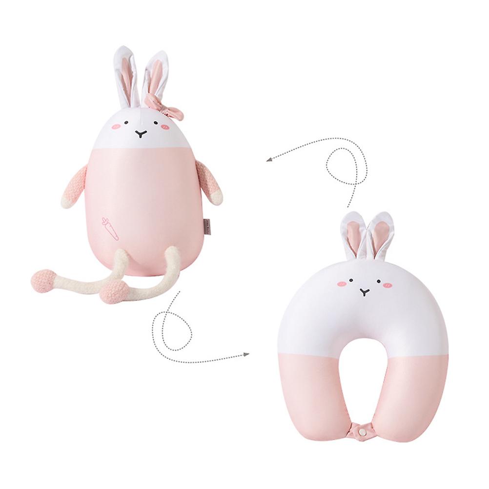 2 In 1 Neck Pillow Cute Bunny U Shape Neck Pillow Neck Support Pillow Rabbit Travel Pillow Neck Support for Camping Hiking Car Aeroplane