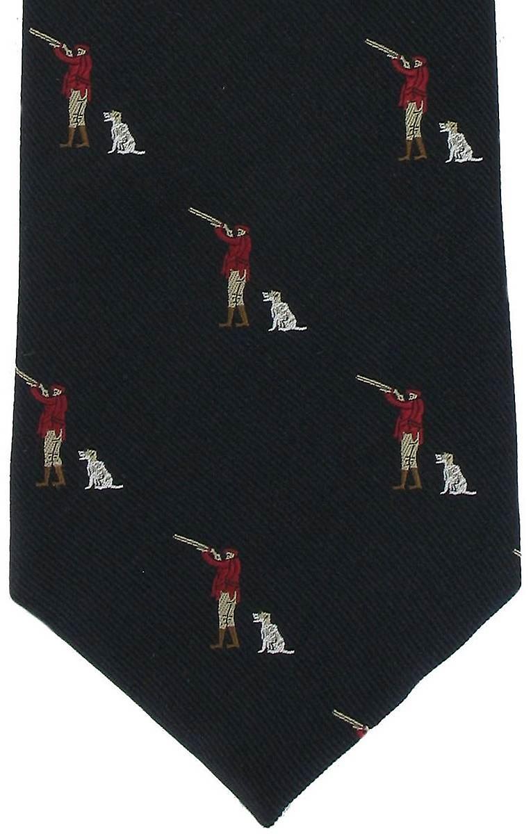 Michelsons of London Gun Man & Gun Dog Silk Tie - Blue