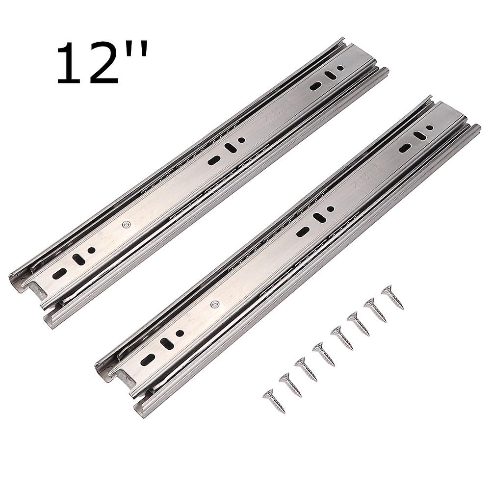 12 "-18" Stainless Steel Drawer Slide Rail 3 Section Glide Device Furniture(12''undamped)