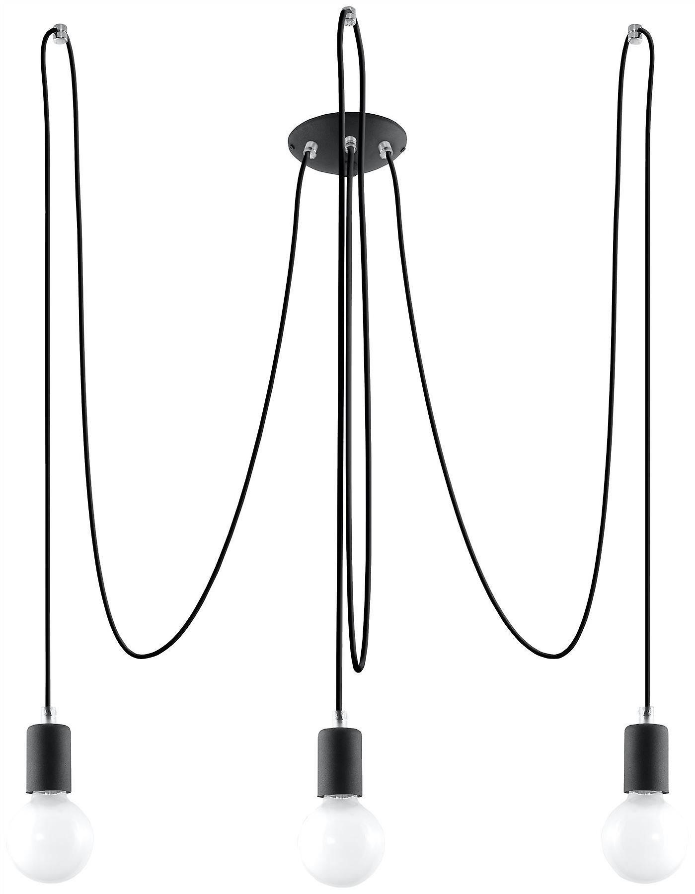 Edison 3 Light Cluster Drop Pendant Black, E27