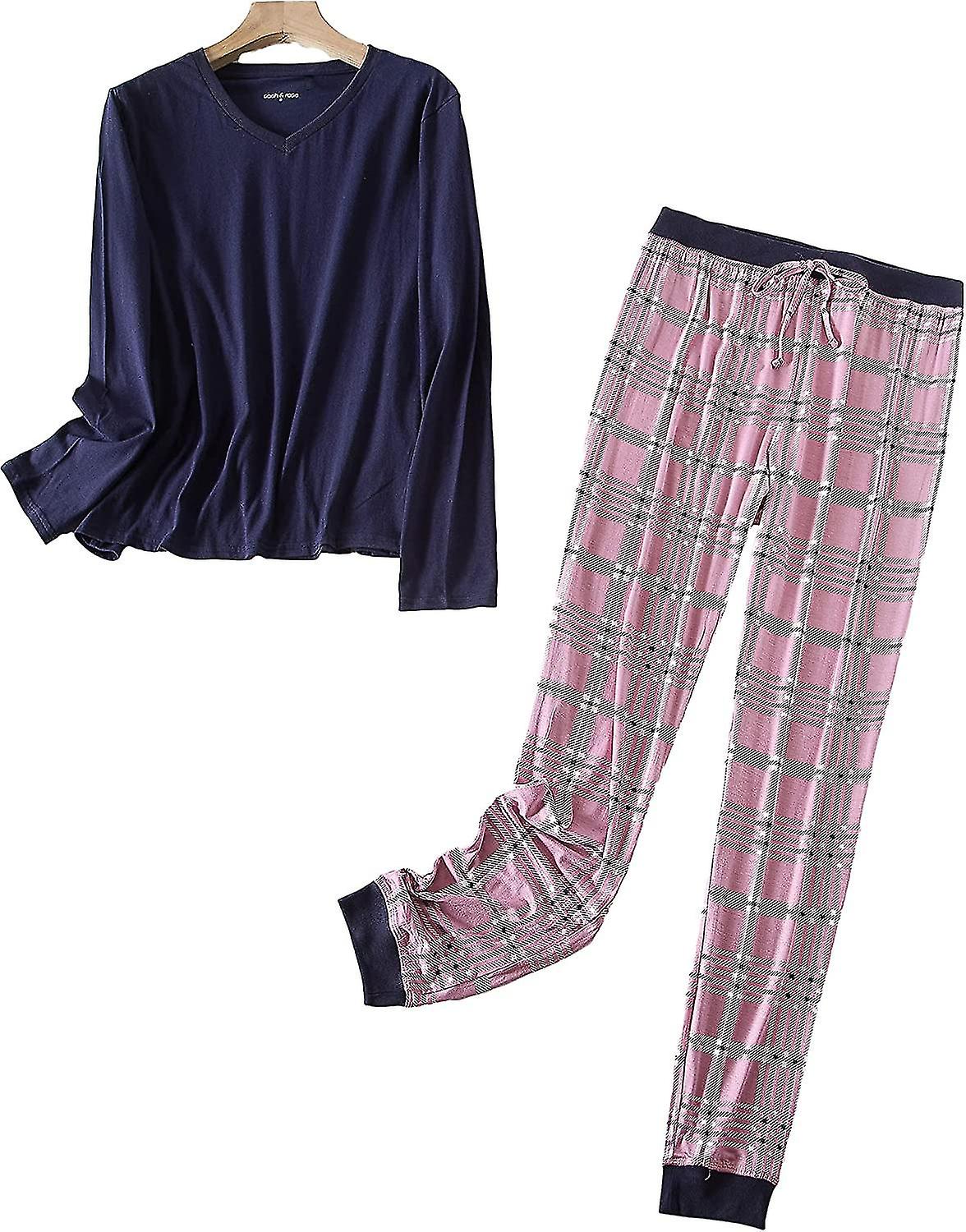 Dámské pyžamo Sety Bavlněné Dámské Pjs Sets Sleepwear Super-soft Long Sleeve Top Gift