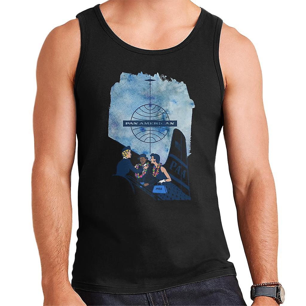 Pan Am Hostess Placing Rainbow Lei On Customer Men's Vest