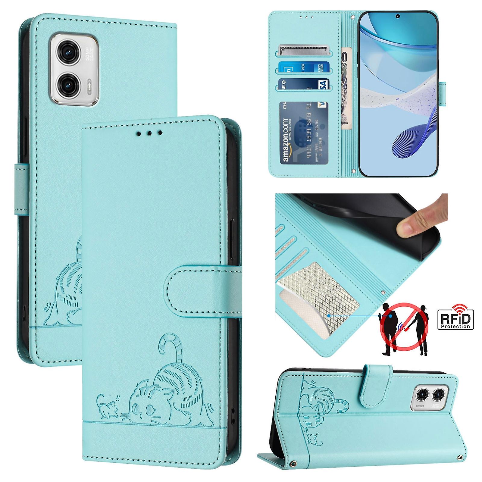 Cat Pattern PU Case For Motorola Moto G73 5G