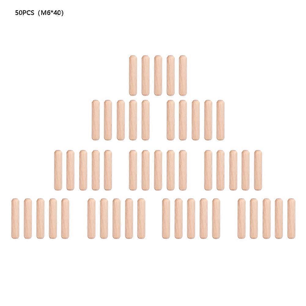 50 قطعة درج خزانة دائري مخدد الخشب الحرفية ودد دبابيس قضبان (M6 * 40)