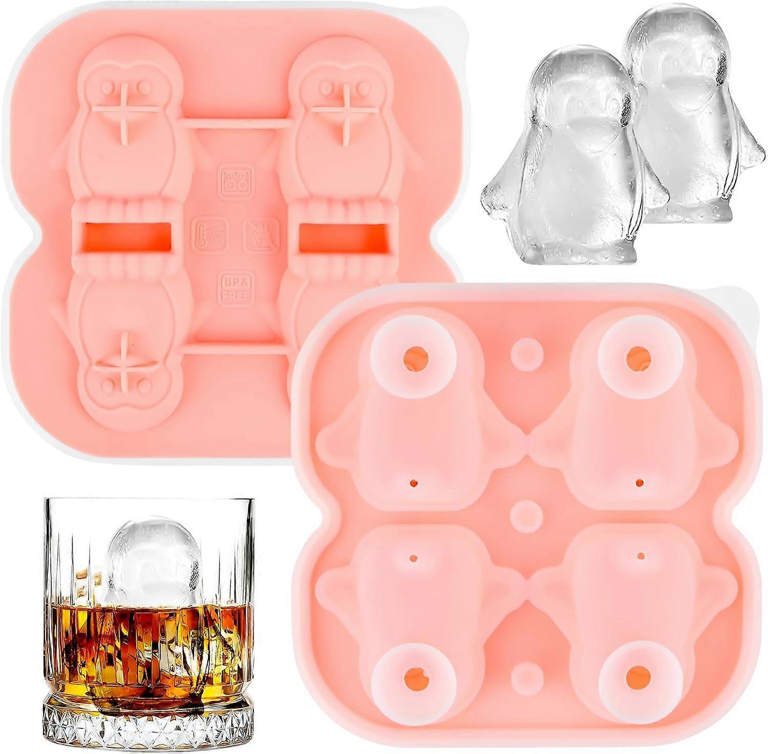 Ice Cube Tray Silicone 1 Piece Ice Cube Tray Large 3D Penguin Ice Cube Tray with Lid Ice Cube Tray Silicone Ice Cube Trays Ice Cube Mould Silicone Mou