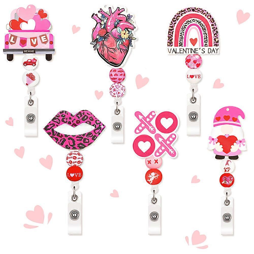6pcs Pink Preppy Badge Reels