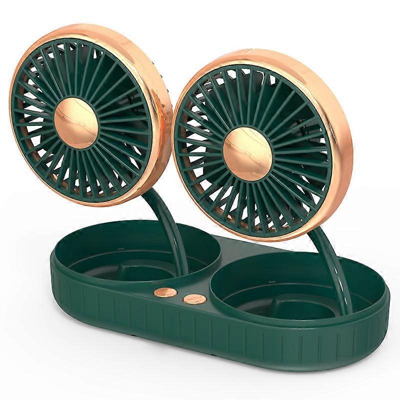 LBQ Car Fan Cooler Dual Head USB Air Conditioner Cooling Mute Fan 360 Degree Rotating Portable Car Cooling 3 Speeds Car Accessories