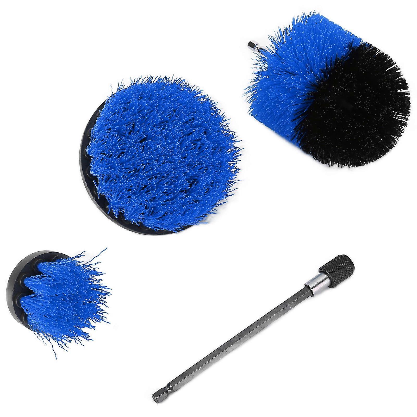 Drill Brushes Attachment Set Electric Extended Long Drill Cleaning Scrub Brushes KitBlue