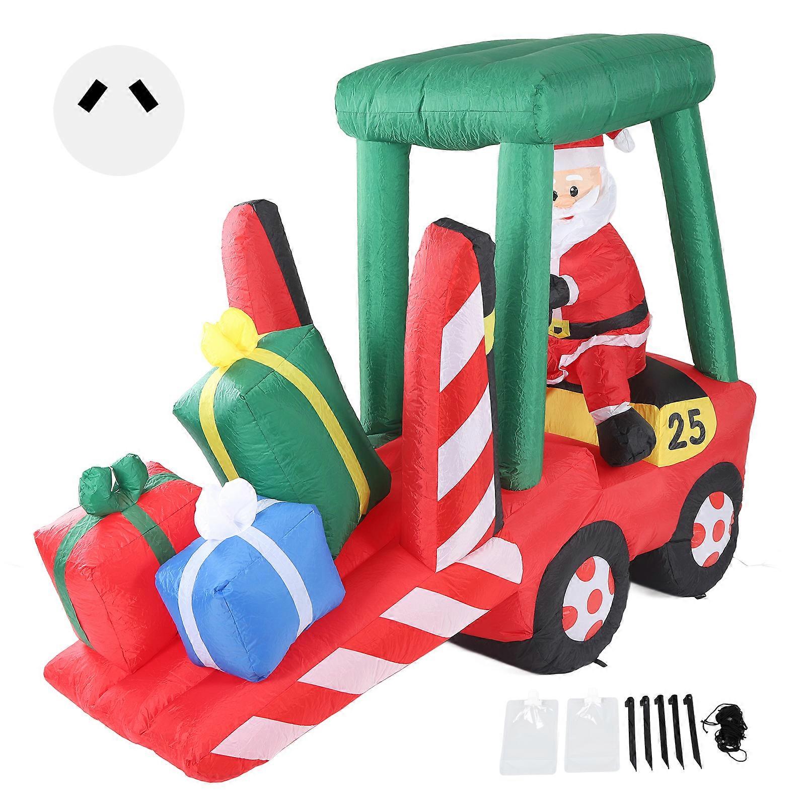 Inflatable Santa On Forklift with LED Light Waterproof Tear Resistant Illuminated Blow Up Mold 100 to 240V AU Plug