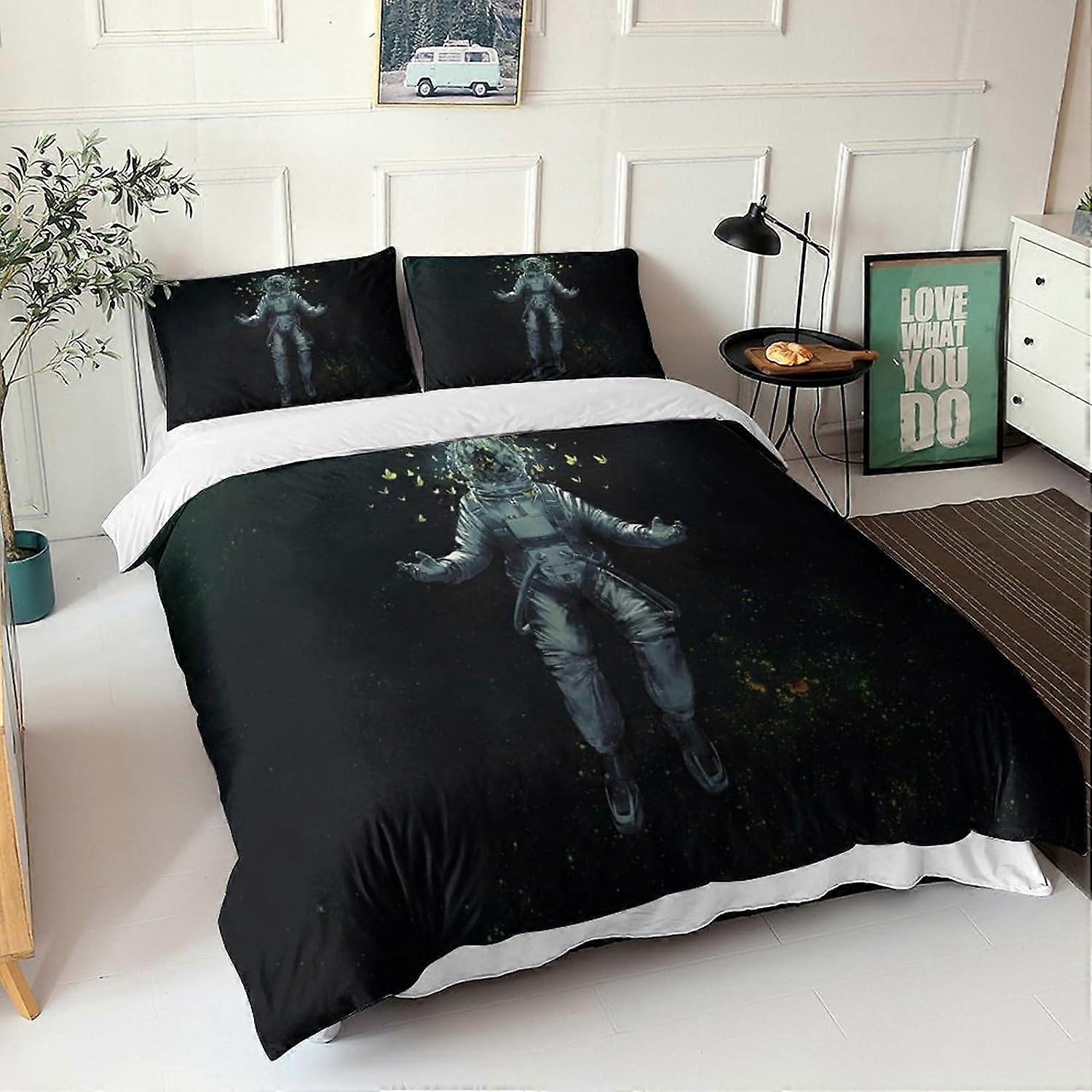 Fantasy Astronaut Påslakan Astronaut Sängkläder Set Pieces för barn Tonåringar Pojkar Mikrofiber med dragkedja med örngott 135 * 200 CM