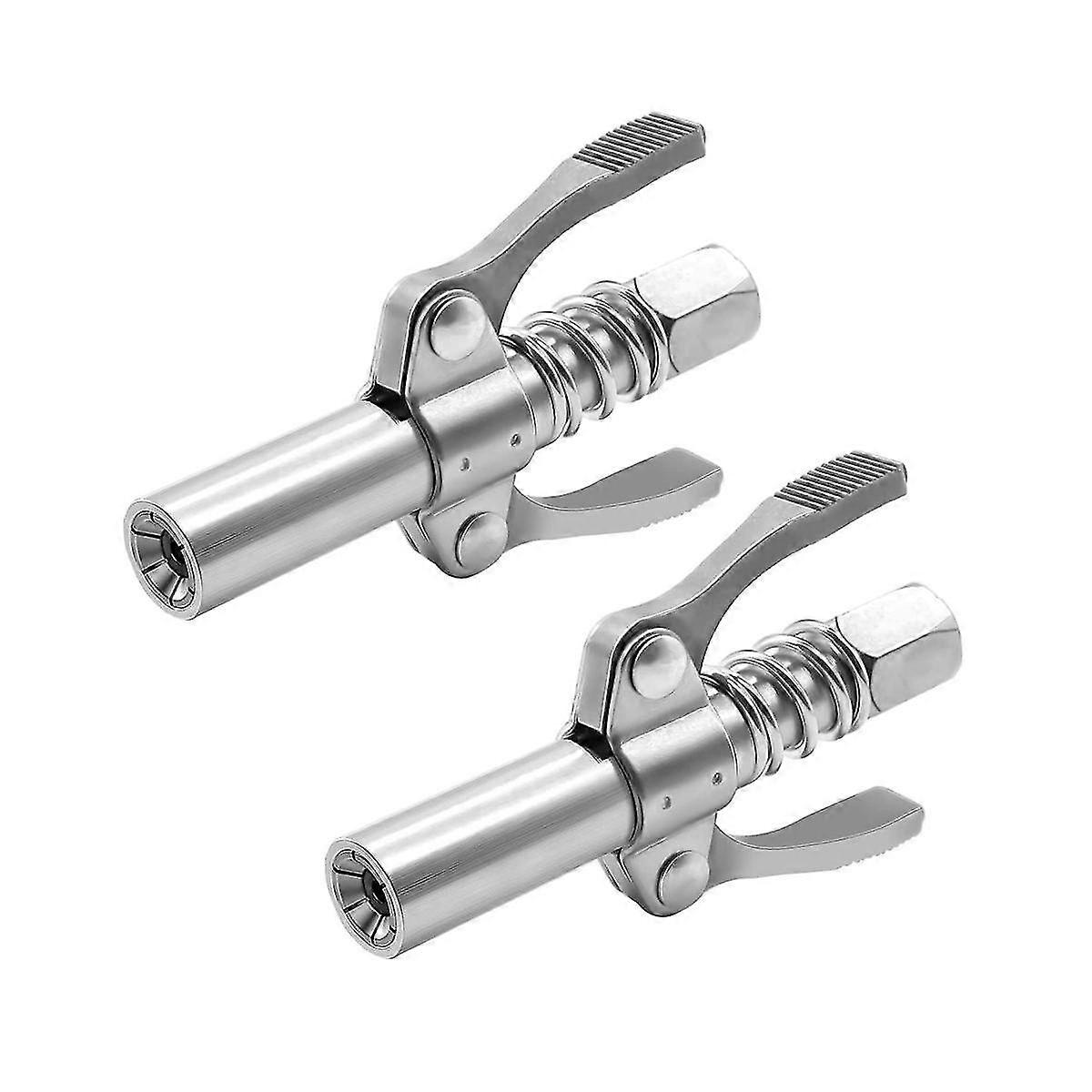 2Pcs Double Handle Grease Nipple Coupler Double Handle Quick Lock Release Grease Ends Couplers Comp