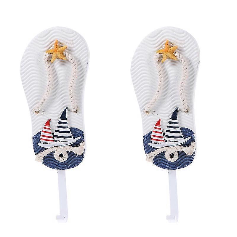 2pcs creative slipper shape hook mediterranean style wall hooks clothes coat hooks for home bedroom