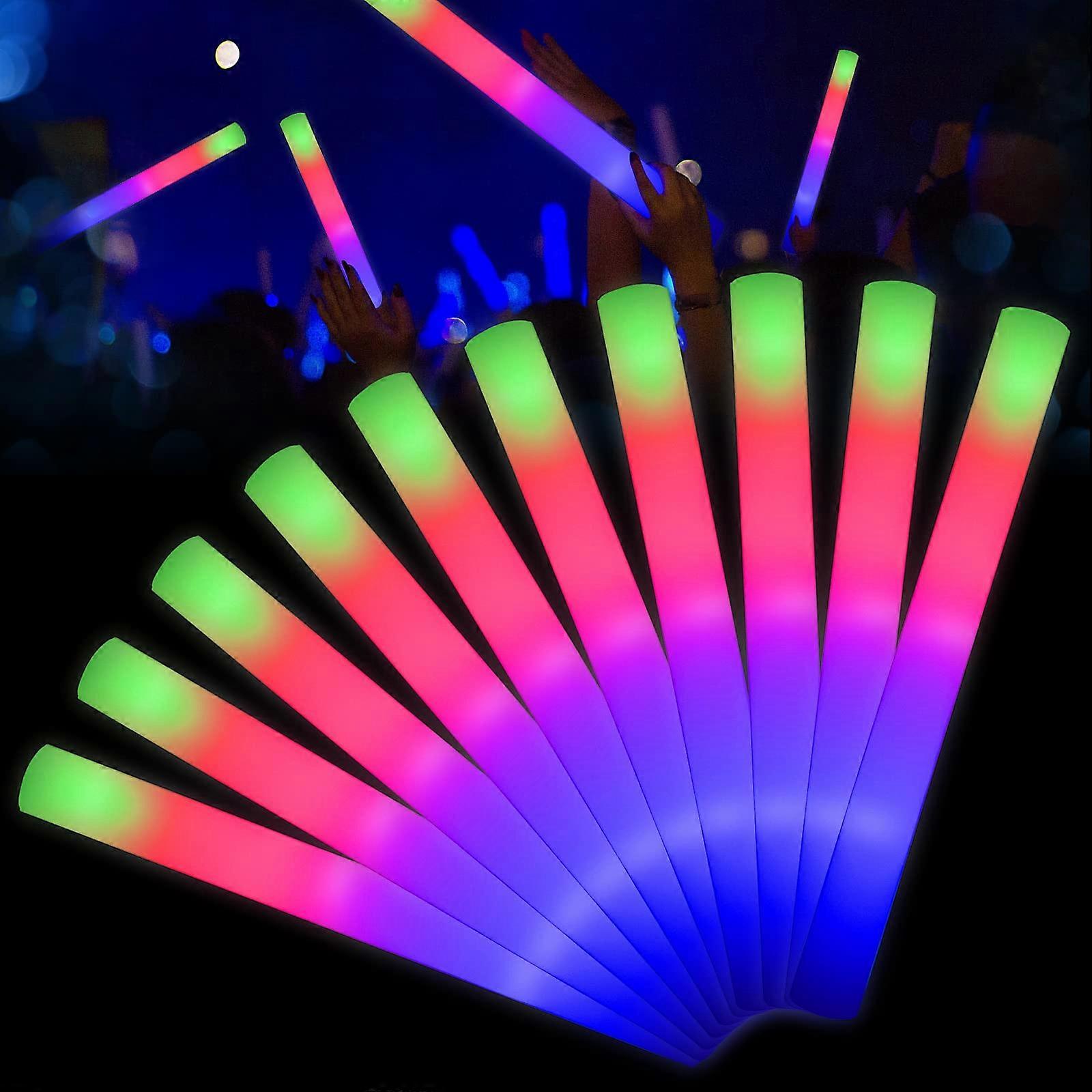 Light up Foam Sticks 20pcs LED Foam Sticks Halloween Party Favors Glow Batons with 3 Modes Flashing Effect for Party, Concert and Event