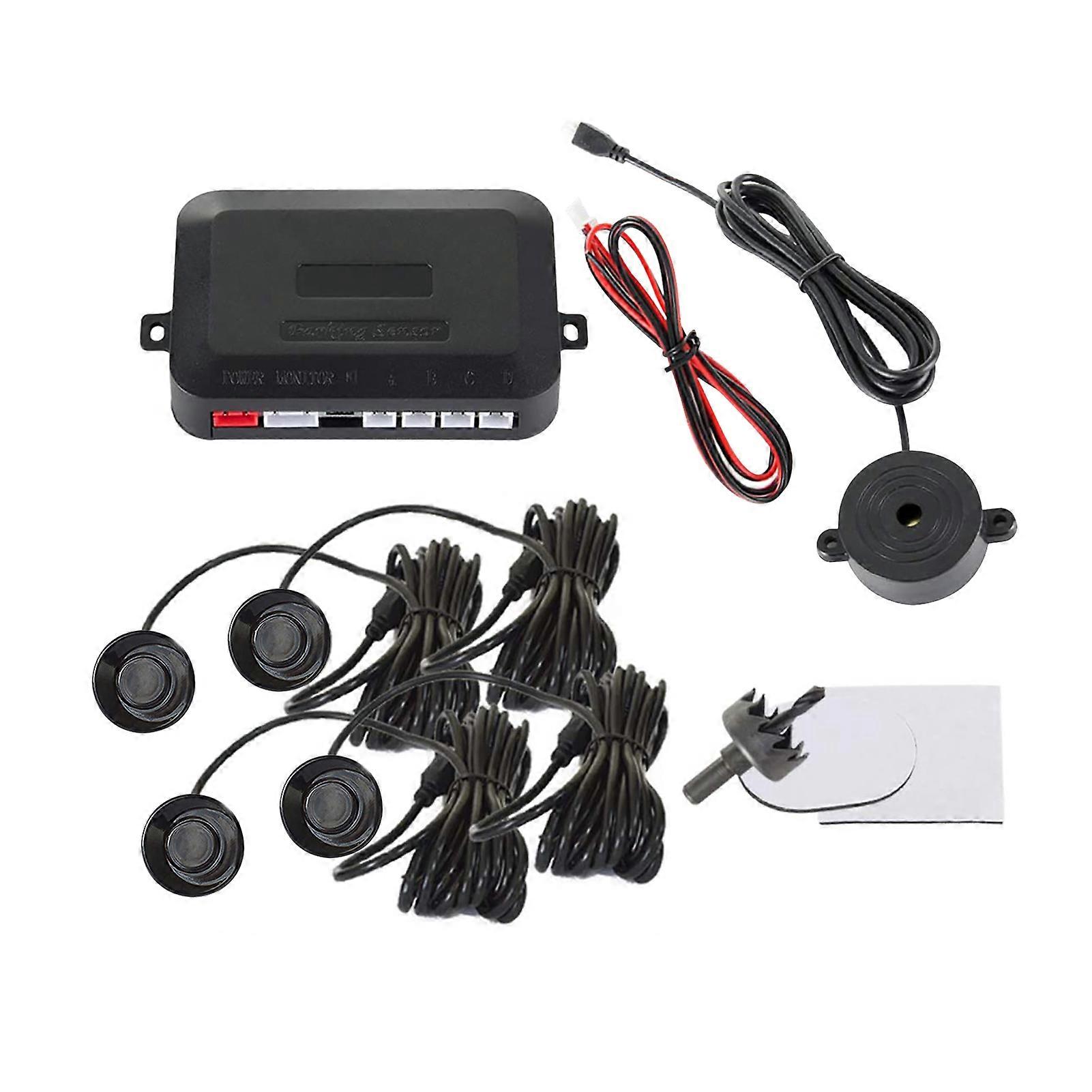 Wireless Car Parking Sensor Kit Buzzer 12V 22mm Reverse Backup Radar Sound Alert Indicator Probe System With 4 Sensors Universal