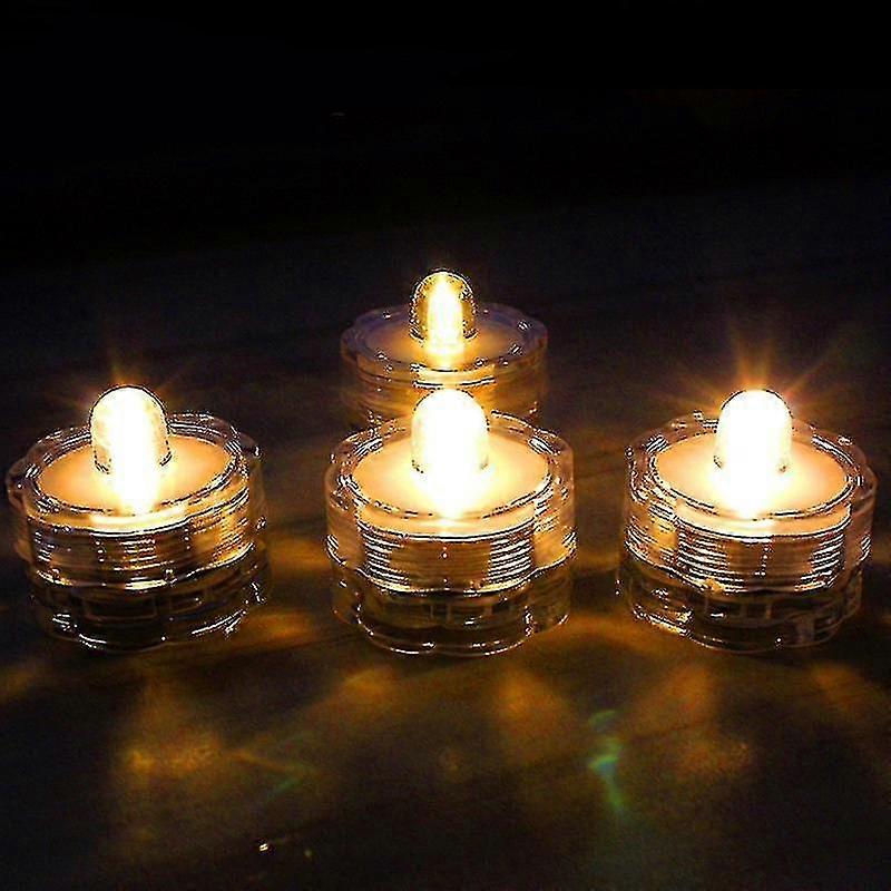 12pcs Submersible Led Lights,waterproof Tea Lights, Pond Fishing Celebration Flameless Led Tea Light