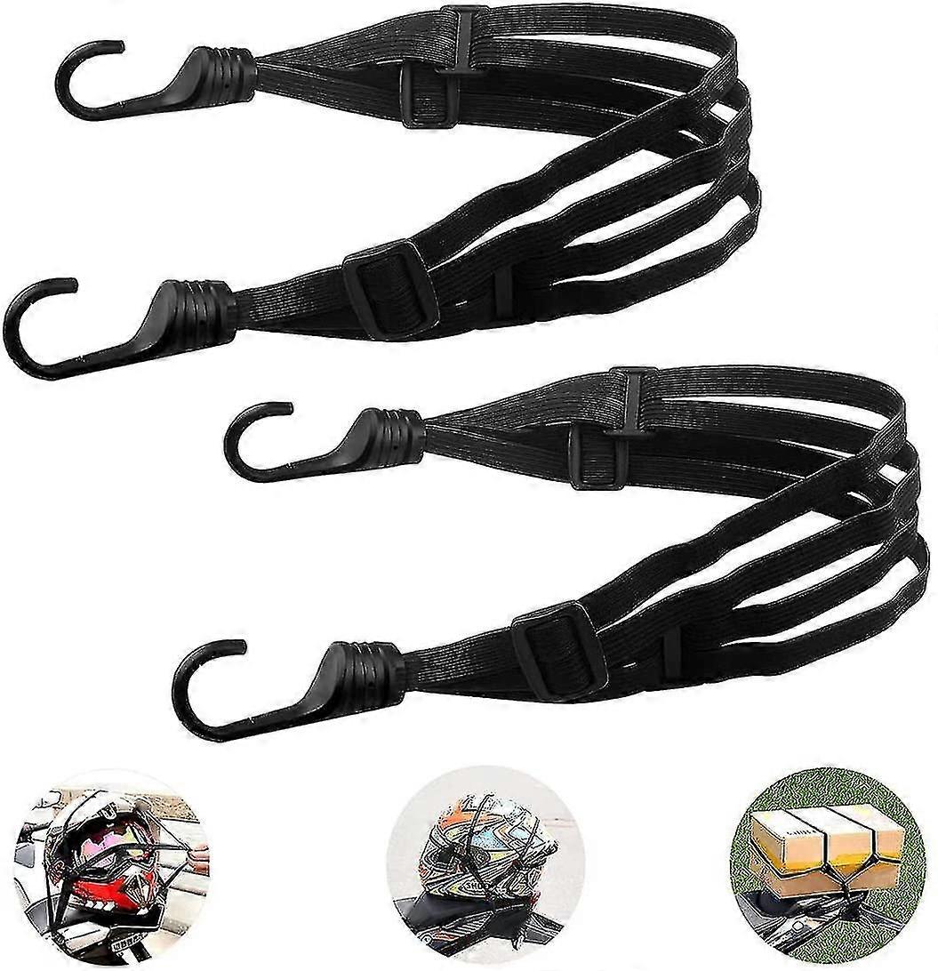 Cinghia da bagaglio elastica da 2 pezzi con doppi ganci, cinghia elastica regolabile in corda elastica, corde elastiche in nylon nero per casco da moto da bicicletta Luggage Tro