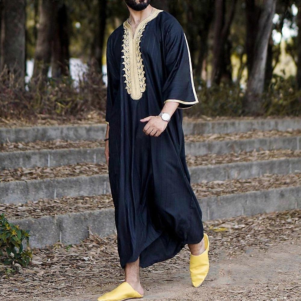 男士伊斯兰服装穆斯林迪拜阿拉伯长袍连衣裙翻领衬衫